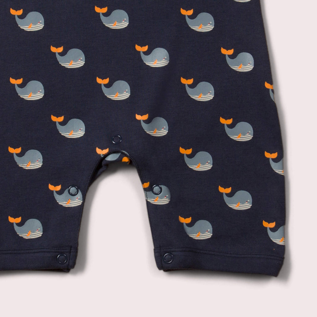 Little-Green-Radicals_Navy-and-Blue-Organic-Shortie-Romper-With-Whale-Print-Closeup-View