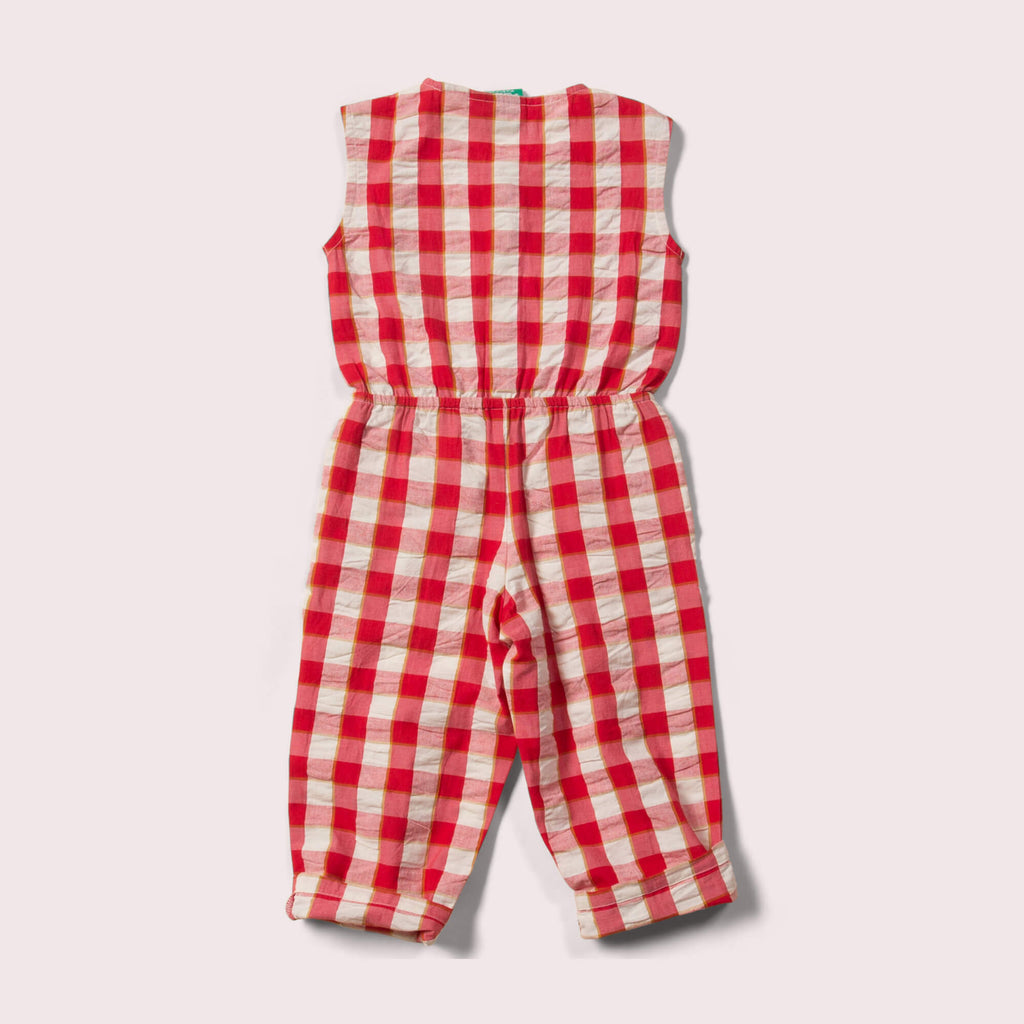 Little-Green-Radicals_Red-And-Cream-CroppedSummerJumpsuit-With-Check-Pattern-Back
