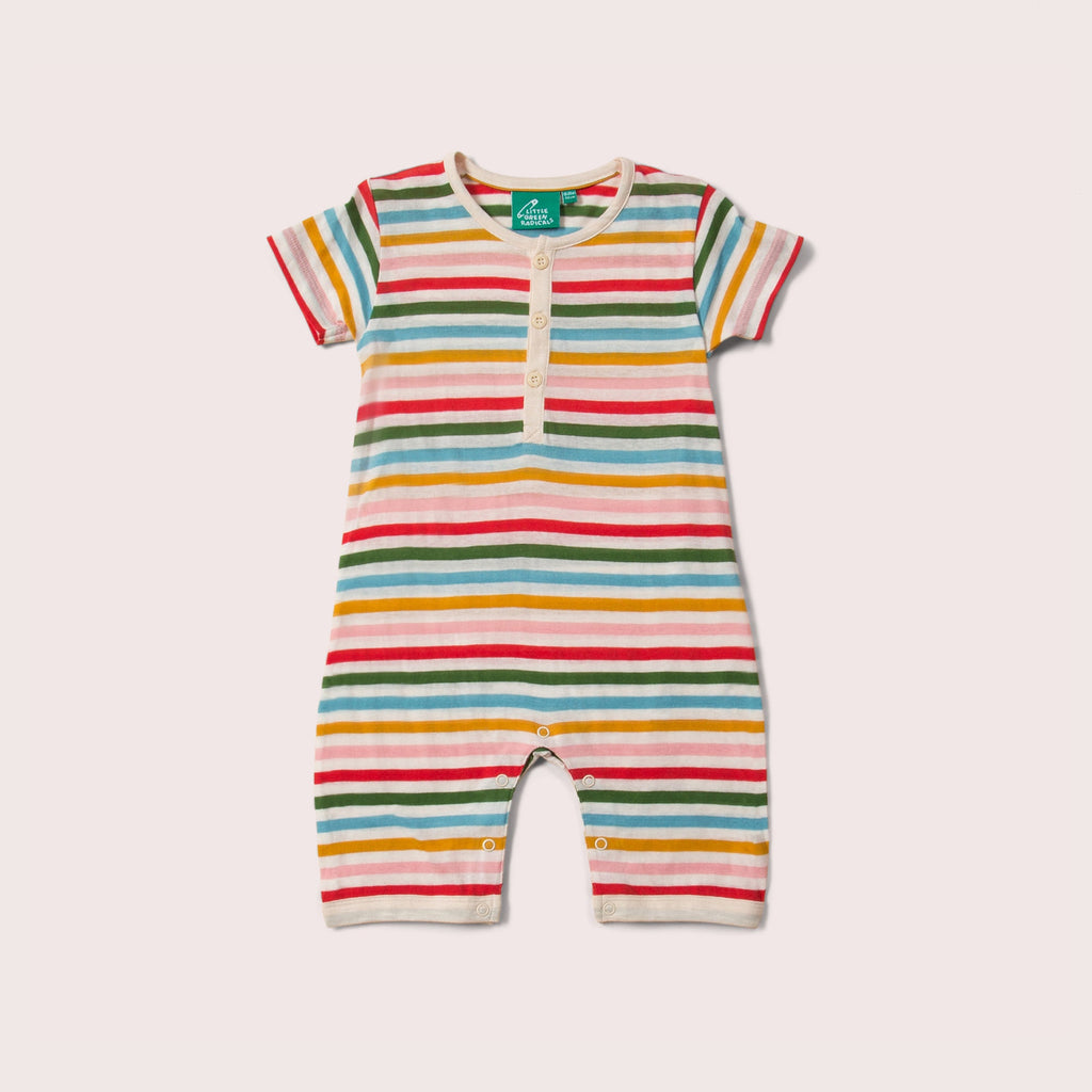 Little-Green-Radicals_Red-Green-Blue-Orange_Pink-and-Cream-Striped-Organic-Shortie-Romper-With-Rainbow-Print