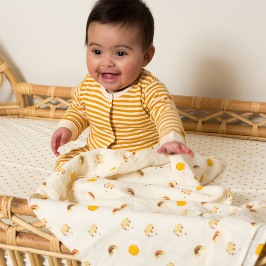 Sunshine & Rainbows Organic Large Baby Muslin Set - 2 Pack