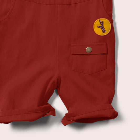Burnt Ochre Pocket Shortie Dungarees