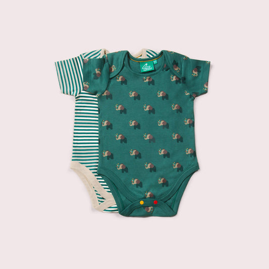 Rainbow Elephants Baby Bodysuit Set - 2 Pack