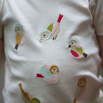 Little Birds Applique Short Sleeve T-Shirt