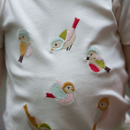 Little Birds Applique Short Sleeve T-Shirt