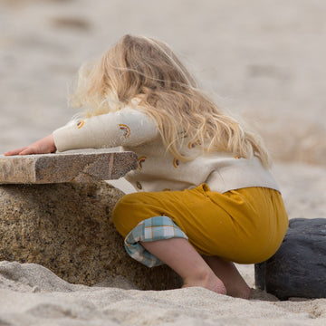 Gold & Blue Checkered Reversible Pull On Trousers