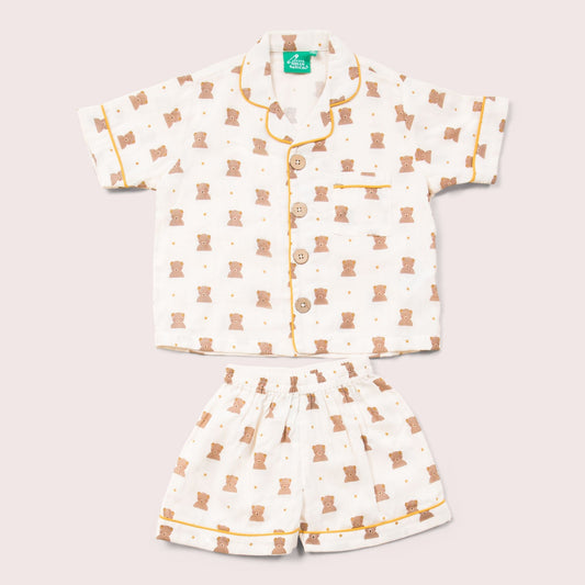 Summer Bears Button Through Pyjama Short Set