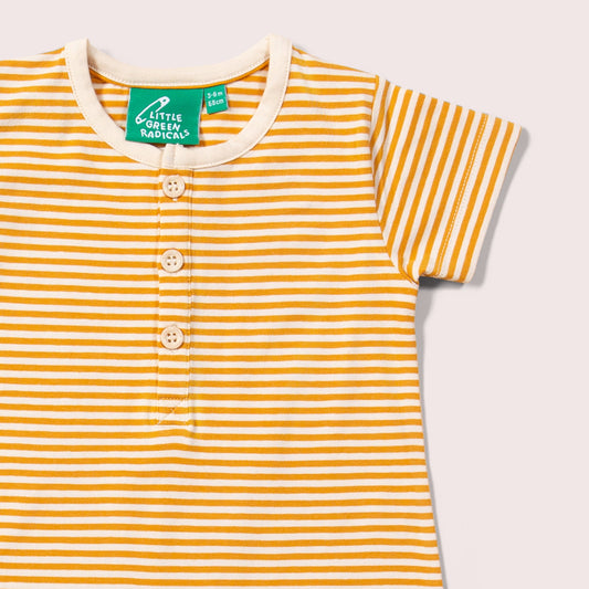 Soft Gold Striped Organic Summer Romper