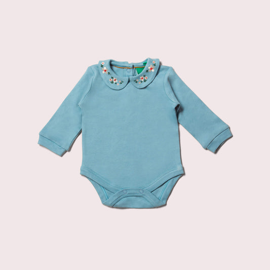Autumn Flowers Embroidered Organic Baby Bodysuit