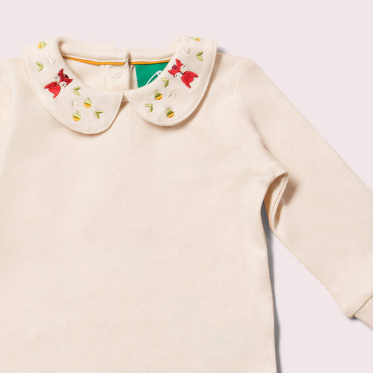 Autumn Fox Embroidered Organic Baby Bodysuit