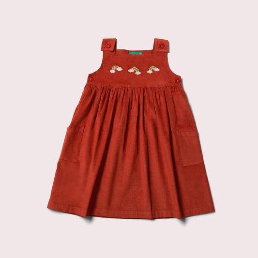 Rainbows Embroidered Corduroy Pinny Dress