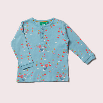 Cherry Blossom Long Sleeve Henley Top