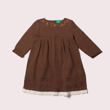 Cherry Embroidered Long Sleeve Smock Dress
