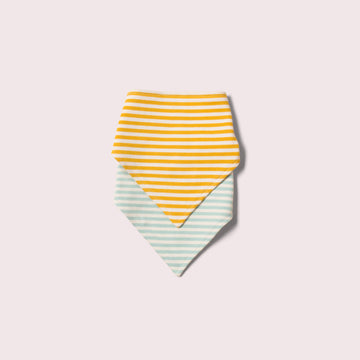 Gold & Green Striped Organic Cotton Dribble Bib Set