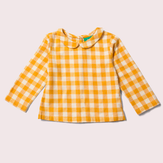 Golden Check Peter Pan Collar Blouse