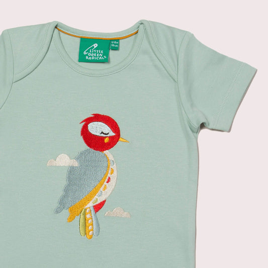 Little Woodpecker Applique Short Sleeve T-Shirt