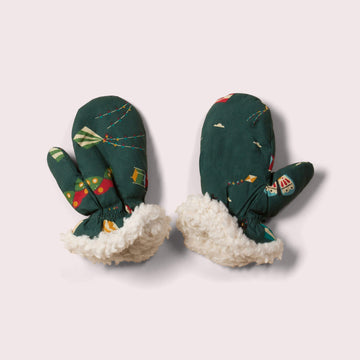 Midnight Kites Green Sherpa Mittens
