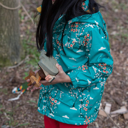 Midnight Peacocks Waterproof Recycled Raincoat