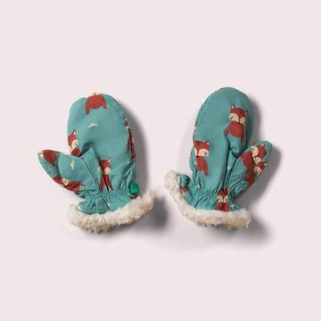 Foxes Blue Sherpa Mittens
