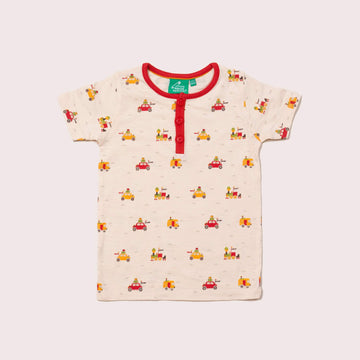 Off On A Journey Short Sleeve Henley Top