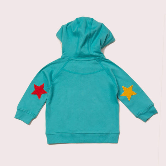 Peacock Blue Zip-Up Star Hoodie