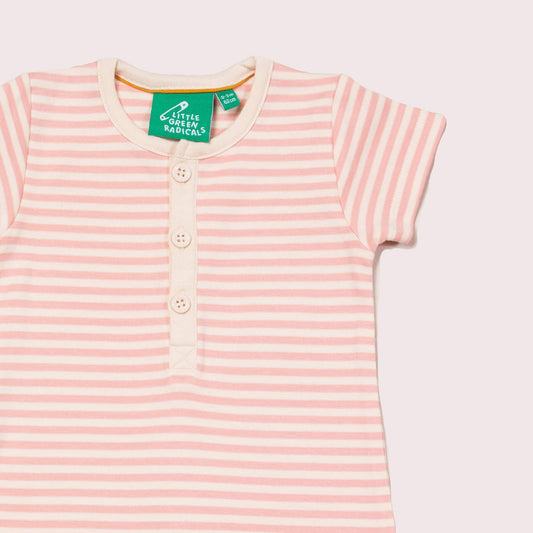 Pink Striped Organic Shortie Romper