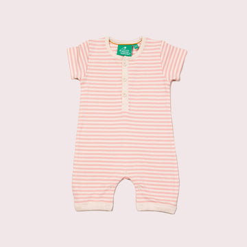 Pink Striped Organic Shortie Romper