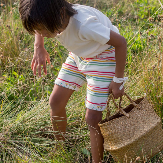 Rainbow Striped Twill Sunshine Shorts