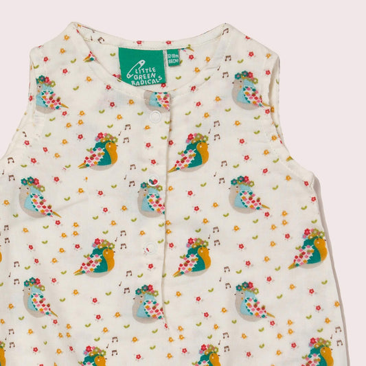 The Birds Did Sing Organic Sleeveless Baby Bubble Body